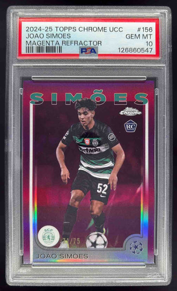 2024-25 Topps Chrome Magenta Refractor #156 Joao Simoes RC /75 PSA