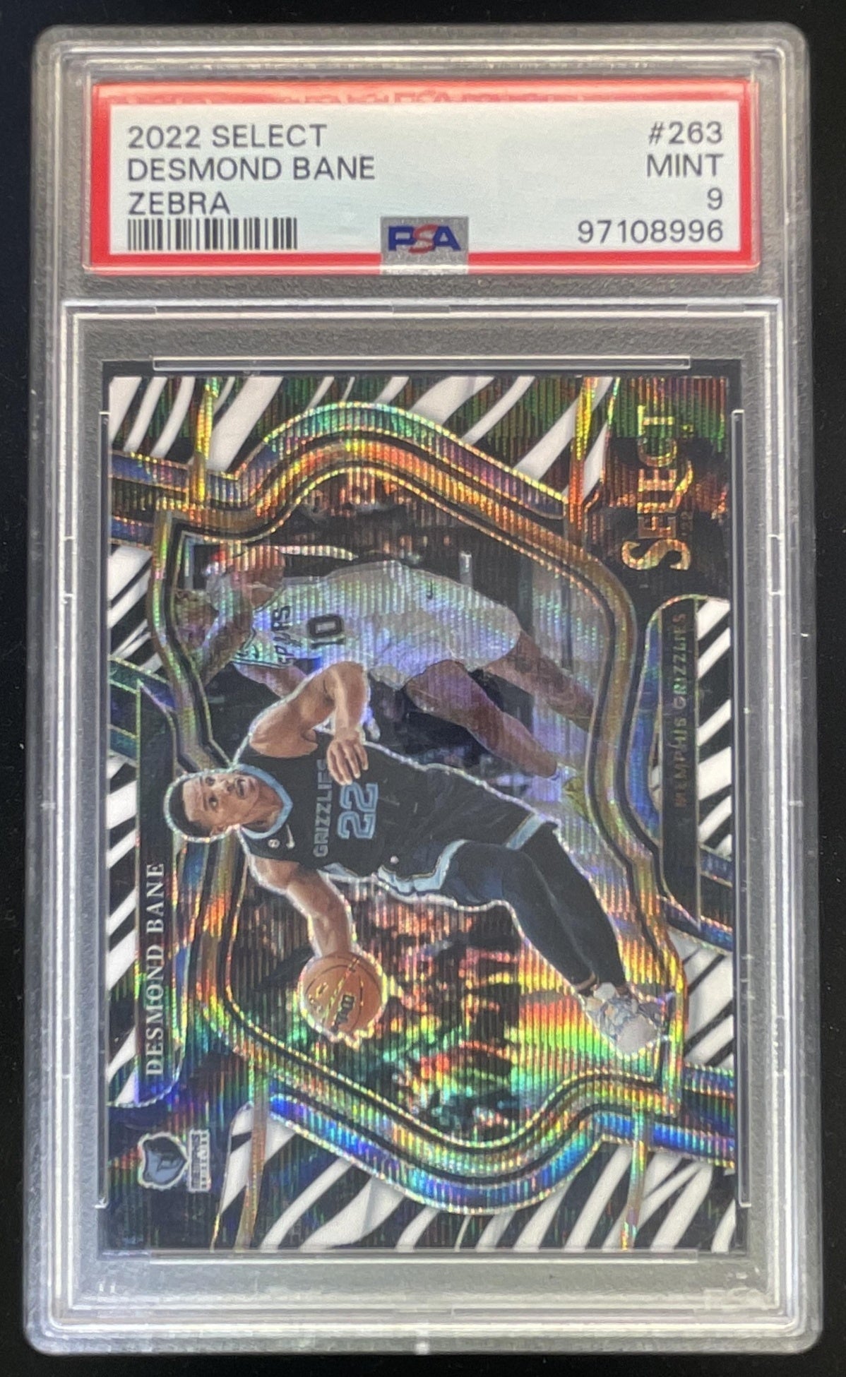 ⑱セレクト 2022-23 Panini Select Zebra Prizm SSP #263 Desmond Bane Courtside