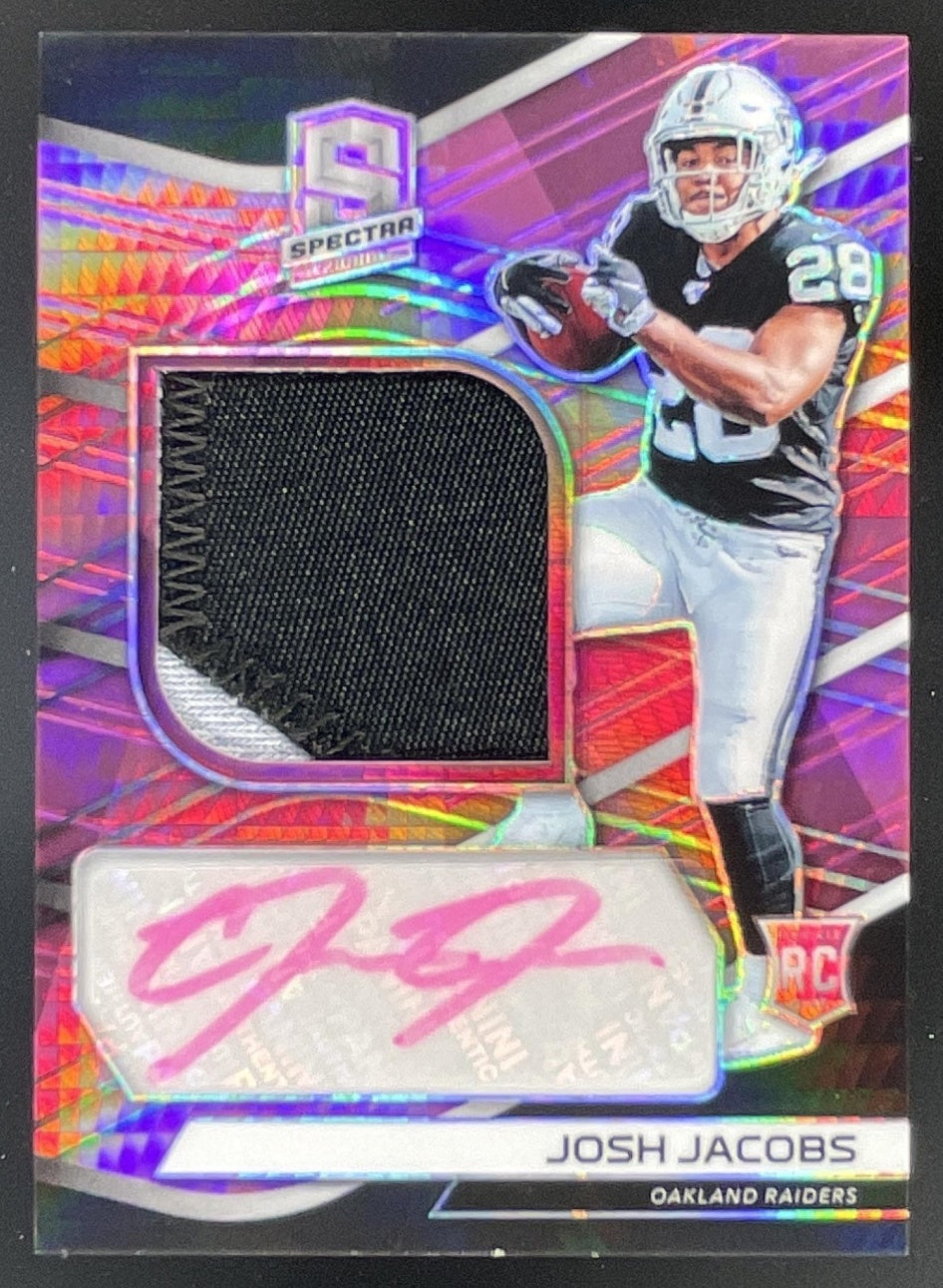 2019 Panini Spectra Neon Pink #208 Josh Jacobs RC Auto /25