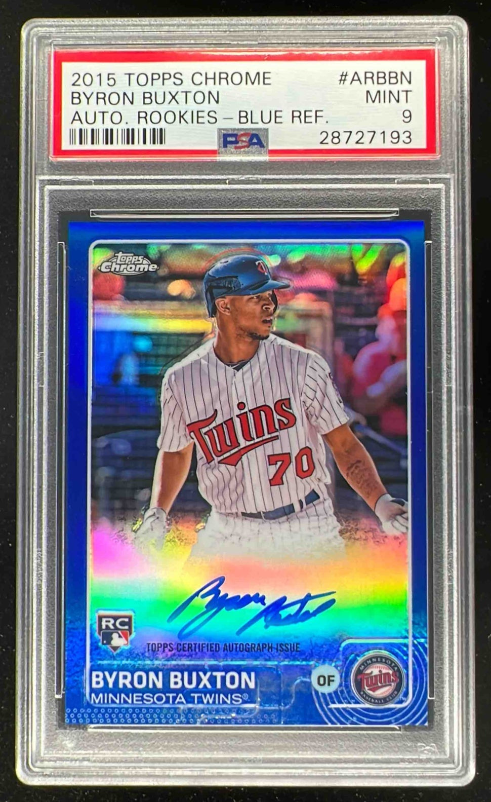 2015 Topps Chrome Rookie Autograph Blue Byron Buxton RC Auto /150