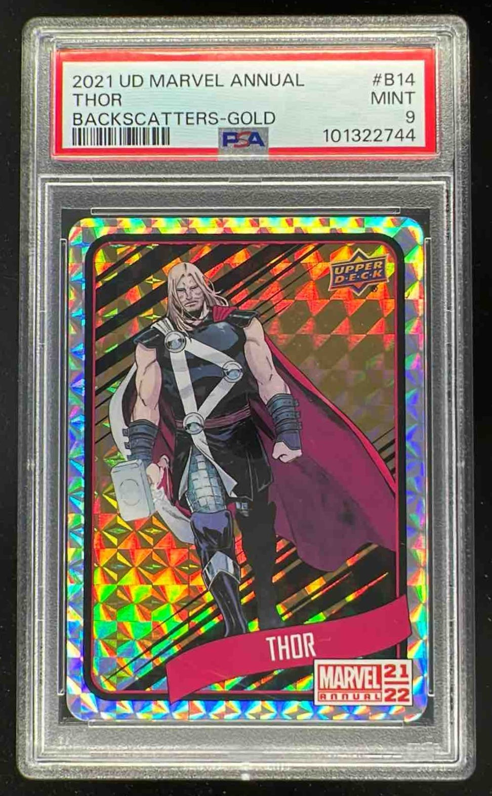 2021 Upper Deck Marvel Annual Backscatters Gold #B14 Thor PSA 9