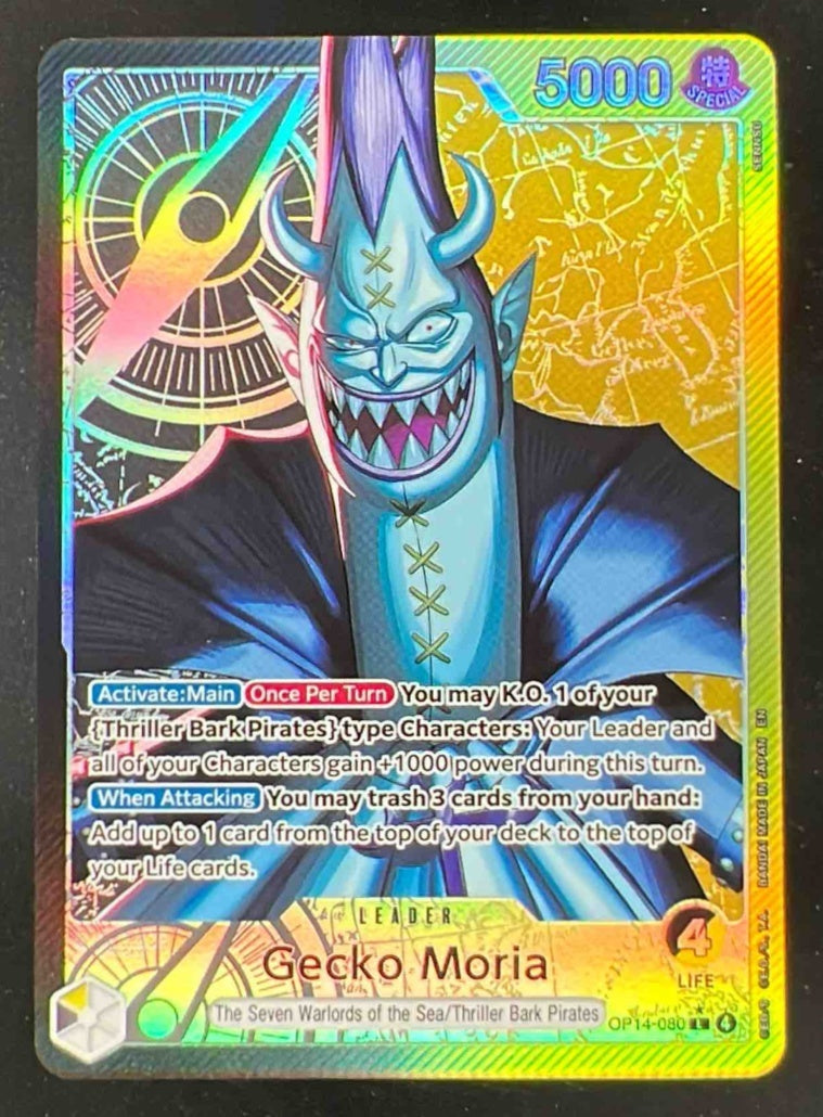 One Piece Gecko Moria - OP14-080 Alternate Art - The Azure Sea's Seven Burbank Cards One Piece Gecko Moria - OP14-080 Alternate Art - The Azure Sea's Seven Burbank Cards