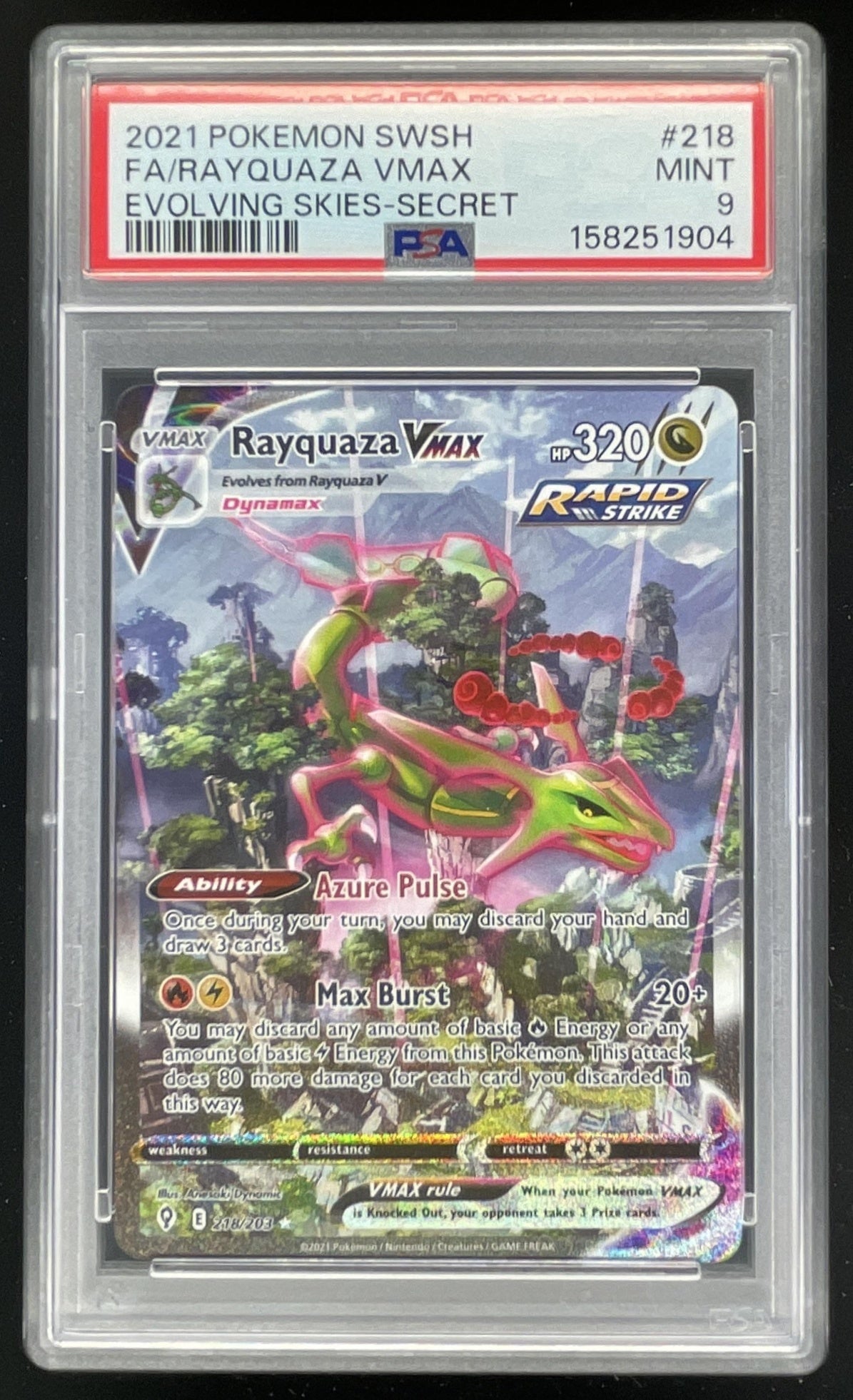 2021 Pokemon Sword & Shield Evolving Skies #218/203 Rayquaza VMAX