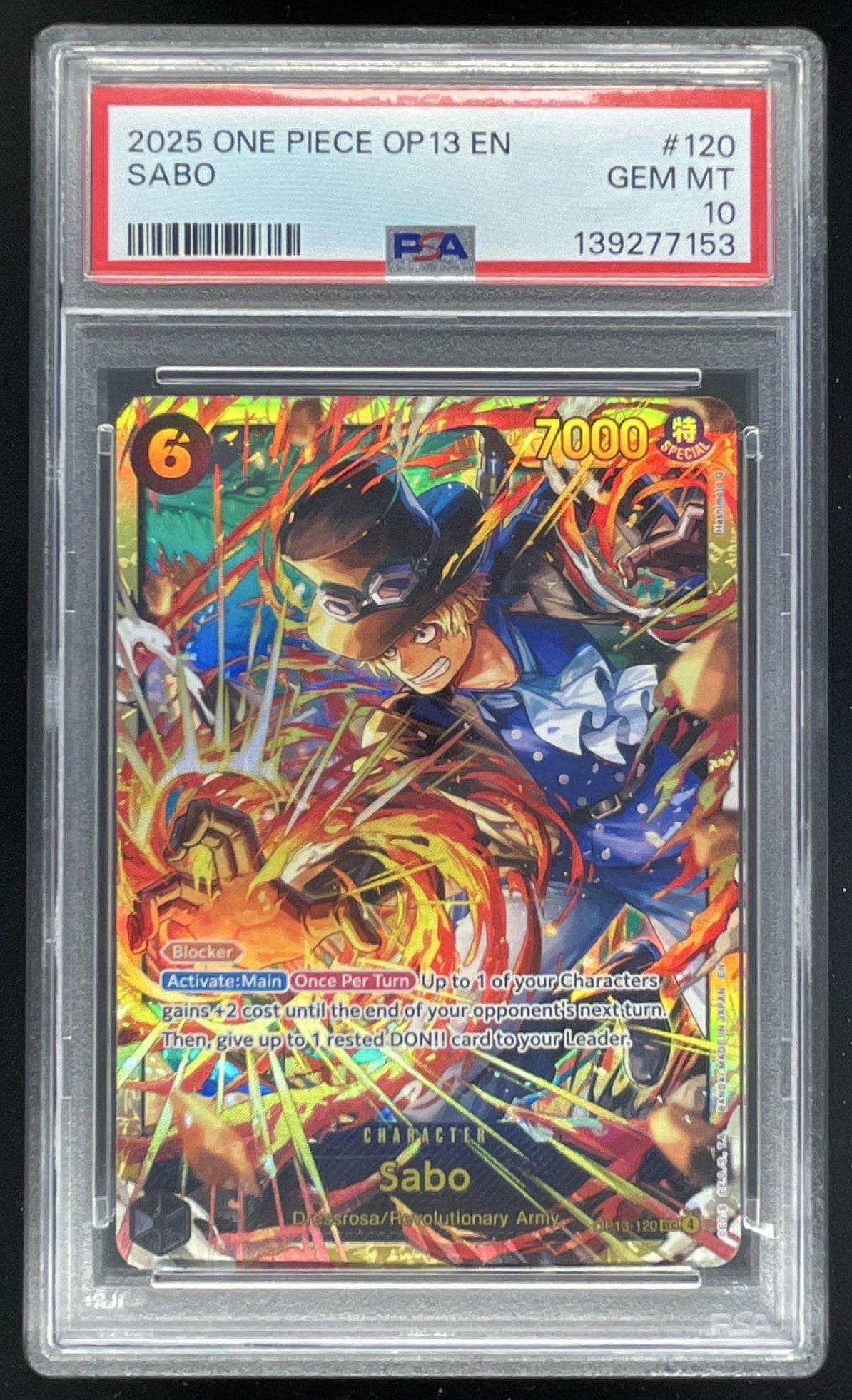 2025 One Piece OP13 EN #120 Sabo PSA 10 – Burbank Cards