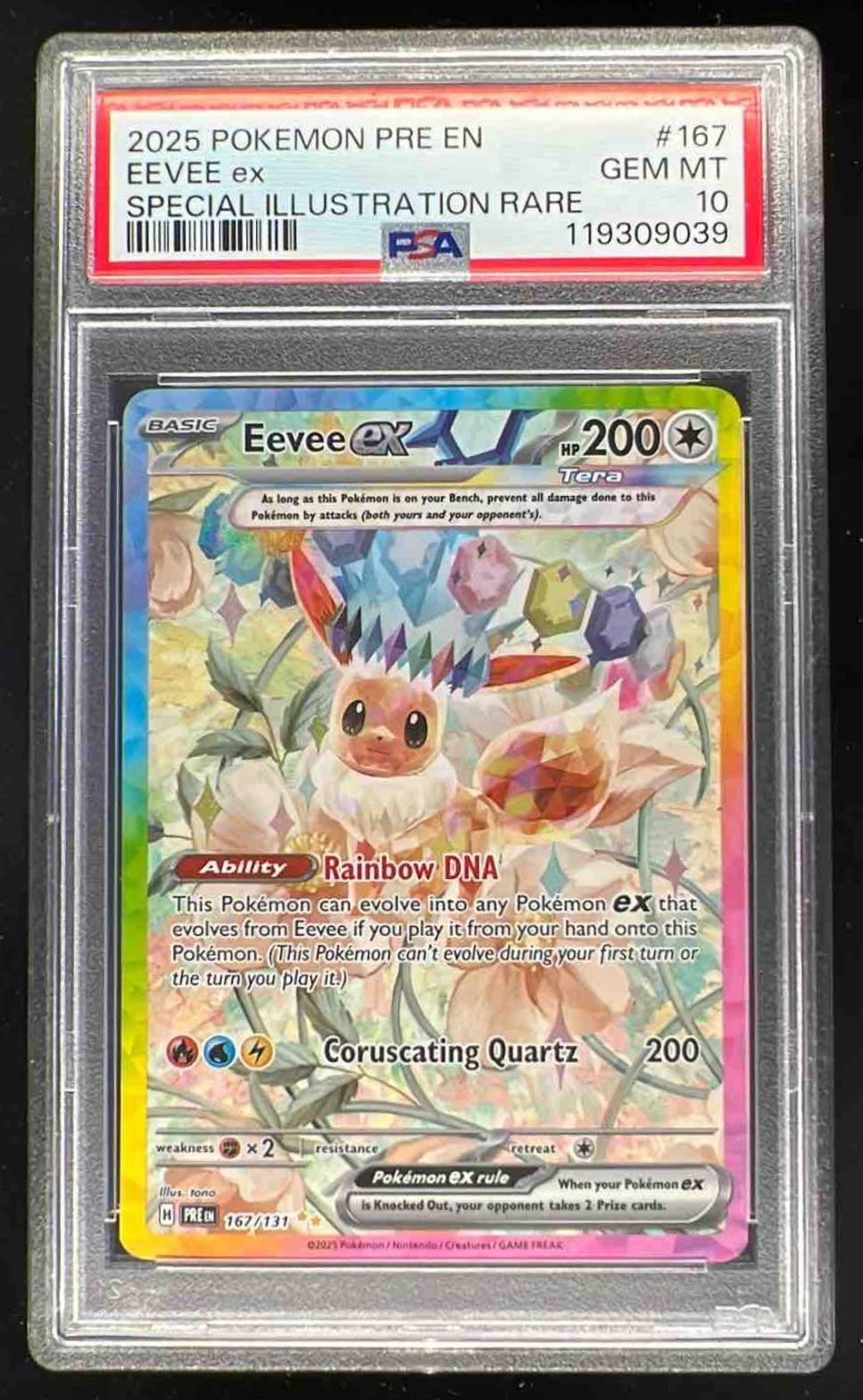 2025 Pokemon Prismatic Evolutions #167/131 Eevee ex PSA 10