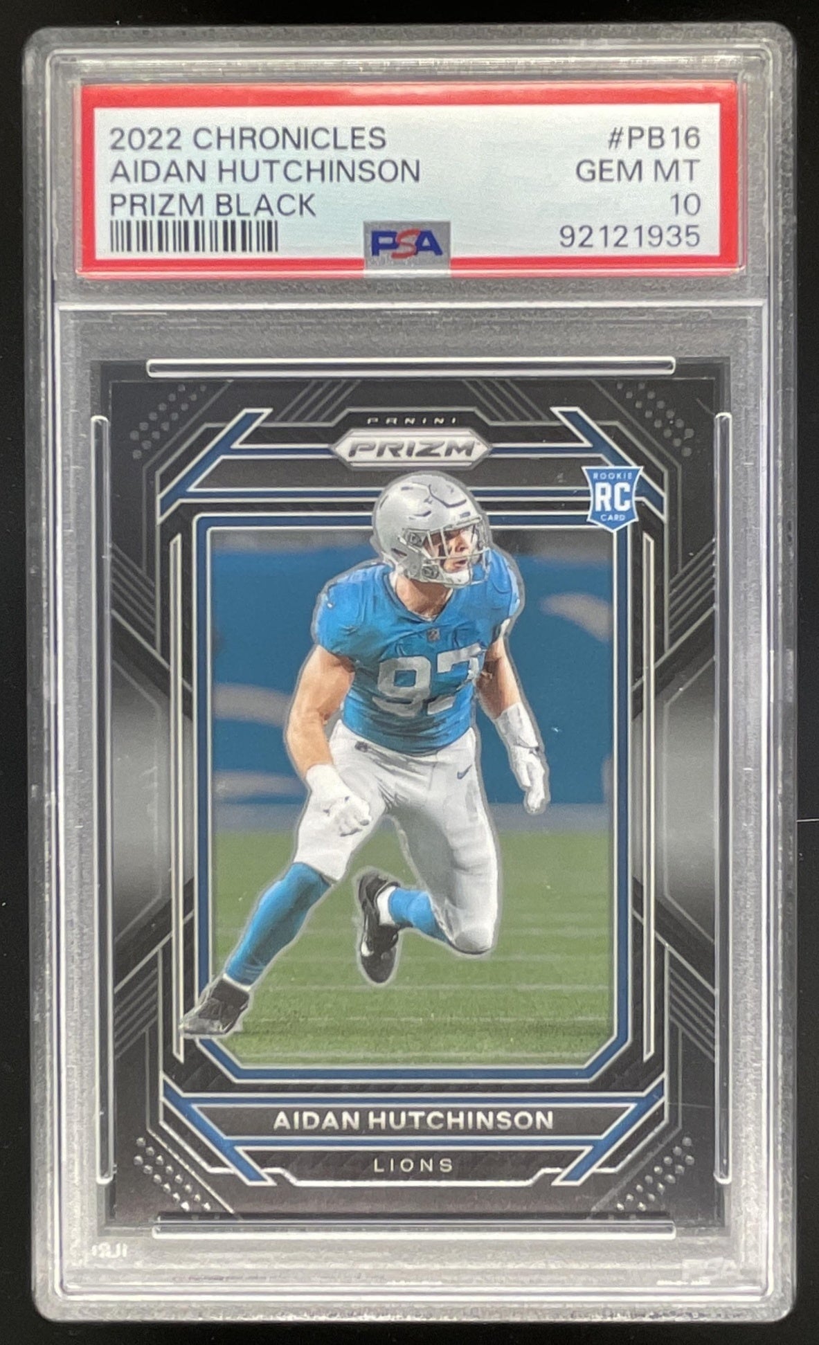 2022 Panini Chronicles Prizm Black #PB-16 Aidan Hutchinson RC PSA