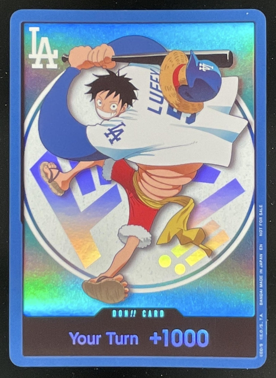 one piece card game dodgers 2026 LA x One Piece Night Promo Don Monkey D Lu – Burbank Cards Style:The Speed Demon Foil w/ Sketch isofarian Perfect for display or Ultra Pro Playmat: MTG