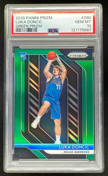 2018-19 Panini Prizm Prizms Green #280 Luka Doncic RC PSA 10